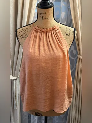 1.State Women's Ruffle Trim Halter Top B4HP $59 NWT Orange Size M thumbnail 5