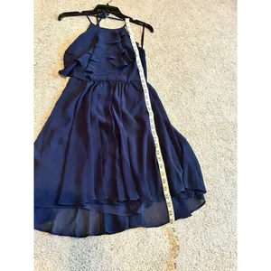 BCBGeneration Navy Blue Ruffle Mini Dress Size 2 Zip Halter‎ Sleeveless thumbnail 8