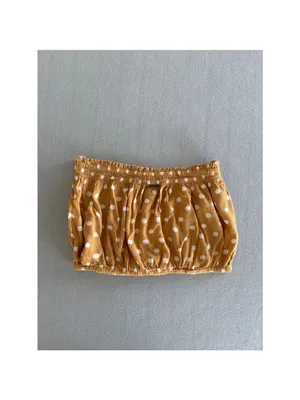 Billabong Tube Top Large Mustard Yellow Polka Dot Smocked Cropped Strapless thumbnail 3