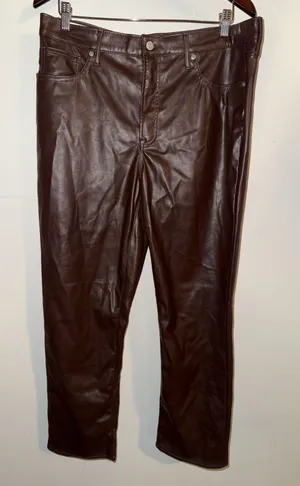 Gap Vintage Slim High Rise Faux Leather Pants Women's 33 | 16 R EUC Brown thumbnail 1
