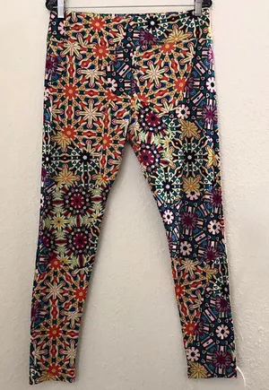 Funky weird colorful multicolored Lularoe Leggings Sz XL thumbnail 1