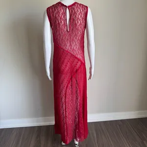 Urban Outfitters Maxine Knit Sheer Lace Maxi Dress Size L Red thumbnail 9