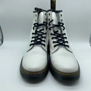 Dr. Martens White Zavala Combat Boots Moto Grunge Leather Lace-Up Women's size 9 thumbnail 2