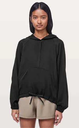 Lululemon City Stroll Half Zip Hoodie Black Size 8 Tencel thumbnail 1