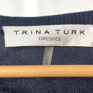 Trina Turk Lucia Long‎ Sleeve Fit and Flare Sweater Dress in Navy Size Small thumbnail 3