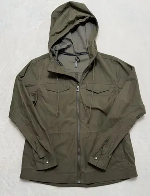 KUHL Women's Stryka Trench Coat Jacket Hooded Zip Green Sz Medium thumbnail 1