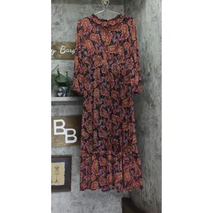 NWT Ny Collection Womens Long Sleeve Mesh Maxi Dress Black Rust Paisley PXL thumbnail 3