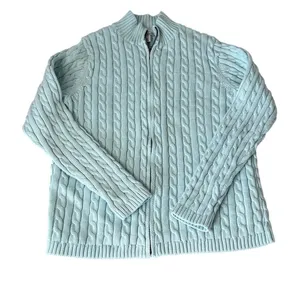 EUC L.L. Bean 100% Cotton Mint Fisherman Sweater Women's XL thumbnail 1