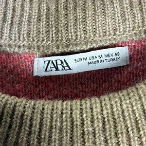 Zara Striped Knit Crewneck Sweater Pink Green Grunge Oversized Size M thumbnail 6