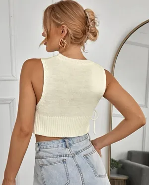 SheIn Tie Side Beige Crop Tank Top thumbnail 5