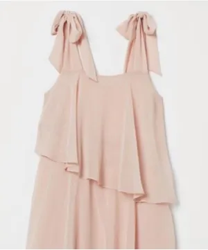 Hennes & Mauritz Pink Tiered Dress with Tie Shoulder thumbnail 3