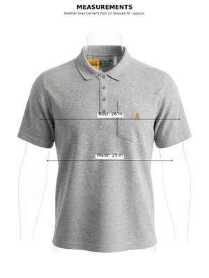 Carhartt Light Heather Gray Henley Polo with Chest Pocket thumbnail 2