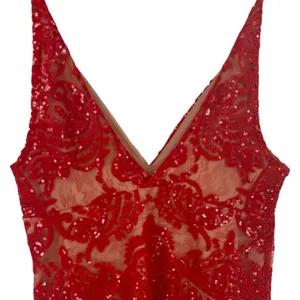 NWT Free People Night Shimmers Mini Dress Red Lace Sequin V Neck Size 10 Glam thumbnail 8