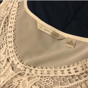 Lauren Conrad Lace Front Peplum Sleeveless Blouse M thumbnail 4