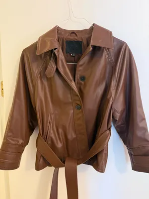 Faux Leather Brown Jacket ZARA thumbnail 1