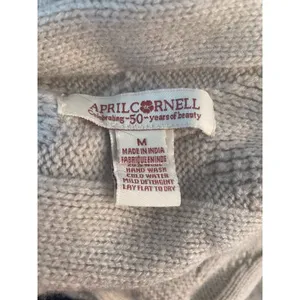 April Cornell Open Cardigan Medium Cream Wool Waterfall Wool Blend Cable Knit thumbnail 7