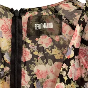Reformation Plunging Floral Mini Dress Pink Roses thumbnail 3