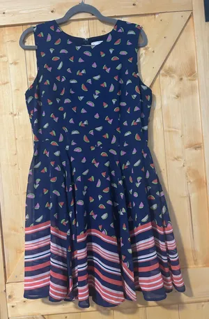 🍉 Maison Jules Watermelon Print Fit & Flare Dress – Size‎ L Excellent condition thumbnail 1