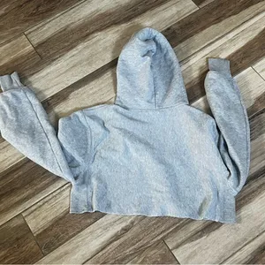 Champion gray pullover cropped hooded sweatshirt thumbnail 4