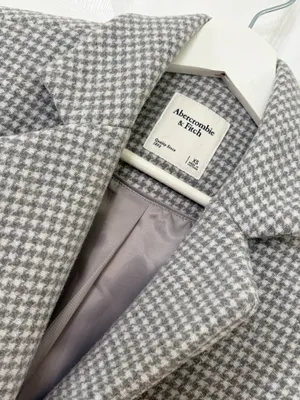 Abercrombie & Fitch Houndstooth Blazer Coat XS Classic Preppy Old Money Gray thumbnail 4