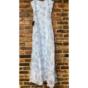 NWT Lulu's Chic Preciousness Blue Floral Organza Bustier Maxi Dress Size Medium thumbnail 9