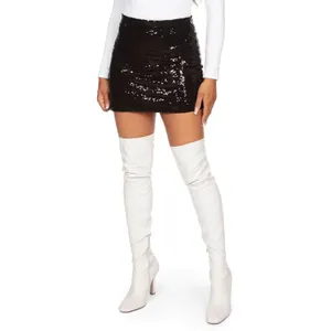 NEW Tipsy Elves Black Sequin Mini Skirt Womens Medium High Waist Holiday Party thumbnail 2