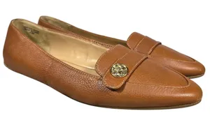 Talbots Womens 8.5 Francesca Tab Driving Moccasins Pebbled Leather Gold Hardware thumbnail 1