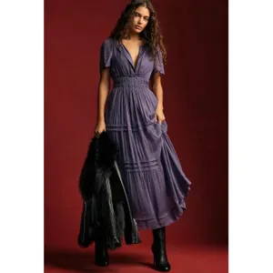 Anthropologie The Somerset Maxi Dress Lurex Edition Medium Plum Dust Shimmer thumbnail 13