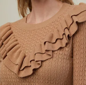 NWT Pointelle Ruffle Sweater Size XS thumbnail 2