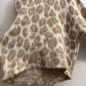 rag & bone Sweater Womens Small Tan Leopard Print Brushed Mohair Long Sleeve thumbnail 3