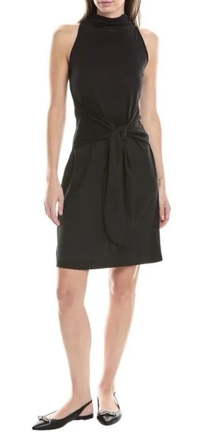 VINCE Knot Pima Cotton Black Sheath‎ Dress Tie Waist Size M, NEW NWOT, MSRP $225 thumbnail 1