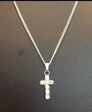 Crystal Cross Necklace White thumbnail 2