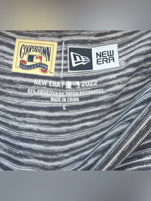 Woman’s New Era CoopersTown Dodgers Gray Striped Tee Dodgers Baseball Club Sz L thumbnail 7