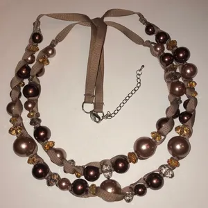 Boho Brown/Bronze Beaded Statement Necklace Brown thumbnail 2