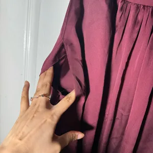 WHITE By Vera Wang • Long Strapless Bridesmaid Dress • Belt • Burgundy/Wine • 2 thumbnail 5