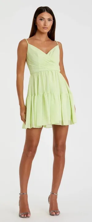 Ieena for Mac Duggal‎ Dress 10 Green Tiered Cocktail Prom Wedding Guest 70200 thumbnail 1