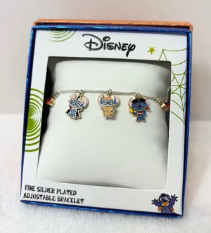 Disney Halloween Lilo & Stitch CHARM BRACELET Fine Silver Plated NEW IN BOX‎ thumbnail 1