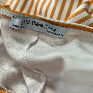 ZARA Orange White Spaghetti Stripe 90s Y2K Stretch Mini Dress -‎ S thumbnail 8