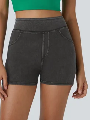 NWOT Halara high waisted denim shorts black thumbnail 1