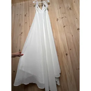 NWT Lulus Romantic Inspiration White Sleeveless Faux-Wrap Maxi Dress Wedding M thumbnail 7