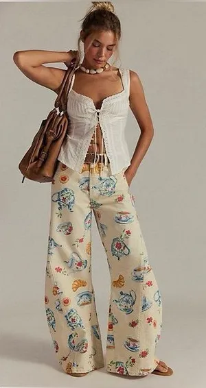 Free people Eden Printed Slouch Jeans thumbnail 1