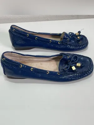 MICHAEL Michael Kors Loafers Women's 7 M Blue Patent Leather Shoes Logo Charms thumbnail 4
