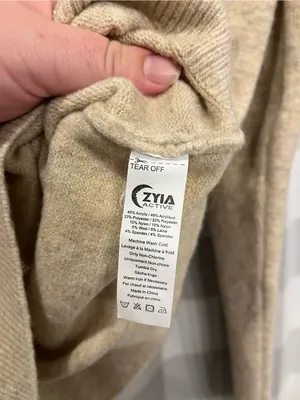 ZYIA Women's V-Neck Sweater in Light Tan thumbnail 4