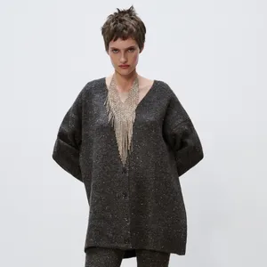 Nwot Zara Wool / Alpaca Blend Rib Trim Knit Long Cardigan Gray Small thumbnail 5