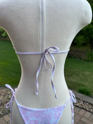 Colorful Natalie White with pink Bow Bikini  thumbnail 5
