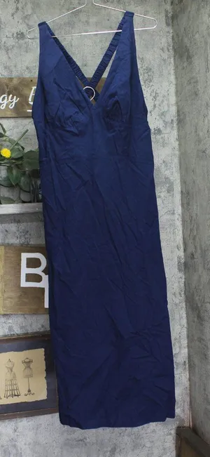 A New Day Womens Open Back Maxi Dress Woven 94439780 Navy Blue L thumbnail 1