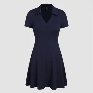 Cider Collar Ruffle Knitted Mini Skater Polo Tennis Dress Blue Size Medium thumbnail 10