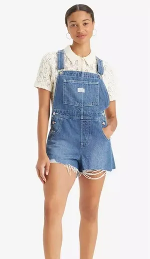 Levi's Vintage Women's Shortalls XL Mend Me Not - Medium Wash thumbnail 3