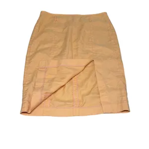 J. Crew Tangerine Orange Front Slit‎ Linen Blend Skirt 14 Lightweight Y2K Peach thumbnail 3
