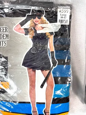 Officer Rita Dem Rights L Black Mini Dress Cop Chick Costume thumbnail 9